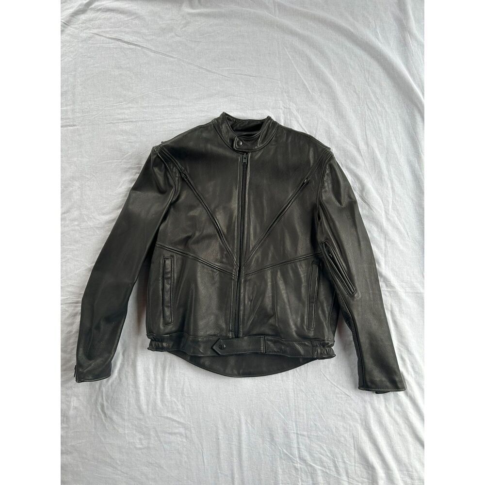 Brooks Black Leatherwear Biker Jacket Men's Size 46 Leather, Made in the USA